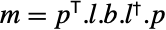 m=TemplateBox[{p}, Transpose].l.b.TemplateBox[{l}, ConjugateTranspose].p