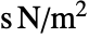 TemplateBox[{InterpretationBox[, 1], {"s",  , "N", , "/", , {"m", ^, 2}}, second newtons per meter squared, {{(, {"Newtons",  , "Seconds"}, )}, /, {(, {"Meters", ^, 2}, )}}}, QuantityTF]