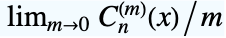 TemplateBox[{{TemplateBox[{n, m, x}, GegenbauerC], /, m}, m, 0}, Limit2Arg]